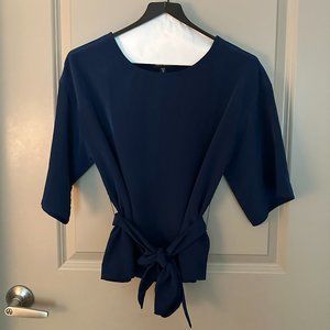 Blue Tie Waist Blouse (Paris Sunday)
